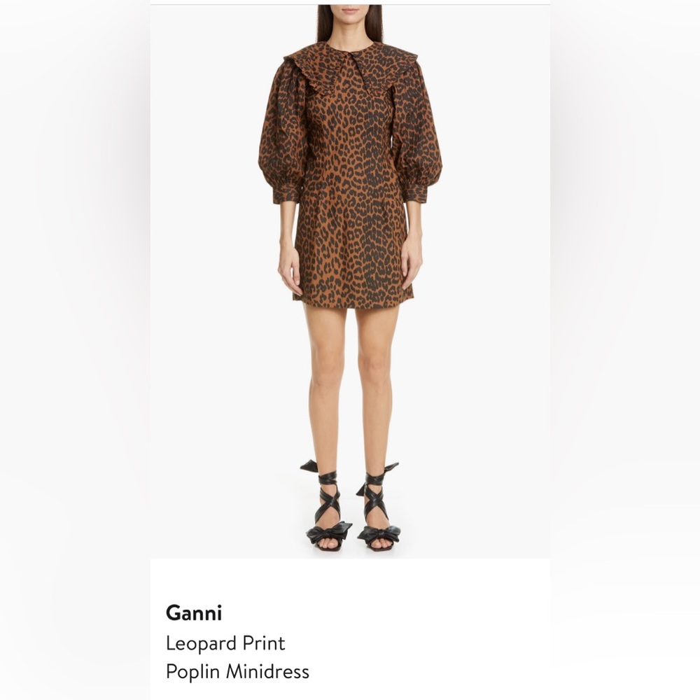 Ganni leopard print dress, size 2. Worn once!